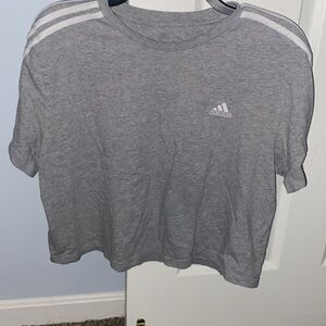 Adidas Heather Gray Tee with White Stripes